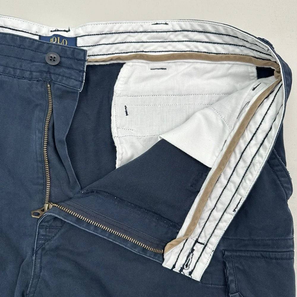 NEW Polo Ralph Lauren Gellar Cargo Shorts Men 44 B Navy Blue Military Twill Army
